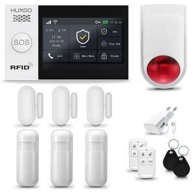 HXA007 4G Alarmanlage Haus mit 3x Bewegungssensor, 3x Fensteralarm, Smart Home