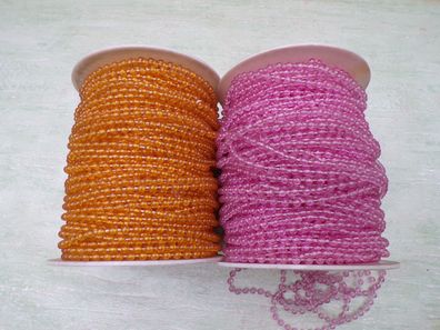 je 5m altes Perlenband Bordüren rosa orange