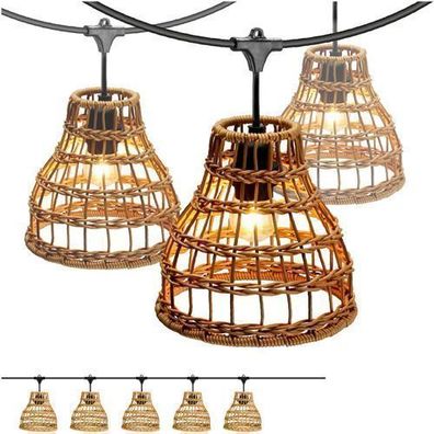 CRETE SET Gartengirlande 5m + Kabel 5m + 5x Lampenschirm R1 + Glühbirnen