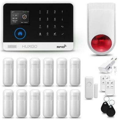 Alarm System mit Funk Alarmsirene HXA003 2G, 12x Bewegungssensor, Smart Home Security