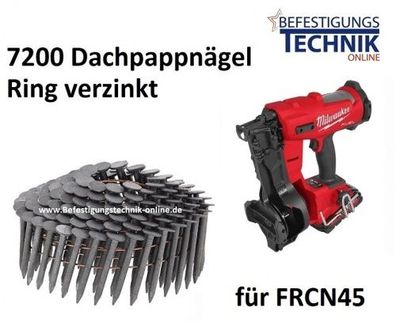 Dachpapp Nägel 3,1x19mm Ring verzinkt für Milwaukee Akku Nagler M18 FRCN45-0X / M18 F