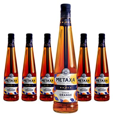 6 x S. METAXA Metaxa 5 Sterne Greek Orange