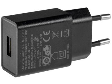 Stecker-Netzteil mit USB "CTN-0510"Ein 110-240V , Aus 5V=, 1A, 5W
