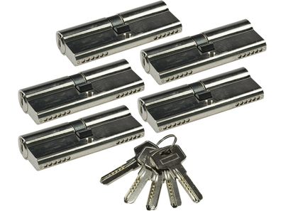 Schließzylinder-Set 5x 80mm (40 + 40mm) Profil-Zylinder, 5 Sicherheits-Schlüssel
