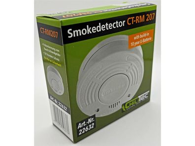 Rauchmelder "CT-RM 207" DIN EN14604 integrierte 10 Jahres Lithium-Batterie