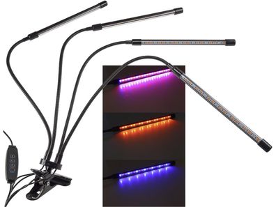 LED Pflanzenlampe "CT-PFL" Rot+Blau 4-fach, Klemmhalter, Kabel-Fernbedienung