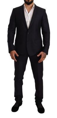 Dolce & Gabbana Blue Pattern Martini SLIM FIT 2 Piece Suit