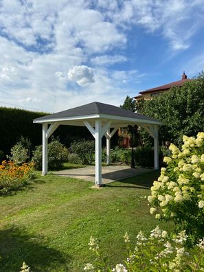 Pavillon Holzpavillon Gartenlaube Pfosten Pavillon Carport Terrasse Überdachung (3]