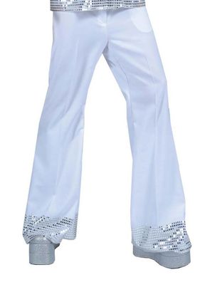 Schlaghose Herren Pailletten weiß - Größe: 48-50