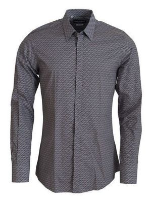 Dolce & Gabbana Gray Brown GOLD Slim Fit Dress Formal Shirt