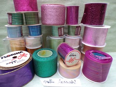 Ringelband Satin Papier Stoff Spitze Metallic Florina Sopp West Germany