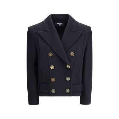 Balmain Black Wool Coat