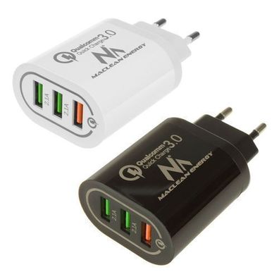 3 USB Schnellladegerät Netzteil Stecker Adapter 3-fach Mehrfachstecker QC 3.0