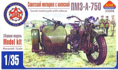 AIM -Fan Modell 1:35 AIM35006 PMZ-A-750 Soviet motorcycle with sidecar - NEU