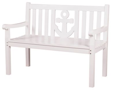 Mahagoni Gartenbank - bene living - Anker 120 cm - weiß