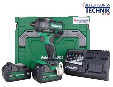 HIKOKI 18,0 Volt Akku Schlagschrauber WR18DBDL2 WR18DH + 2x5,0Ah 1/2" IP56 Brushless