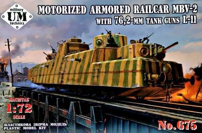 Unimodels 1:72 UMT675 MBV-2 Motorized armored Railcar with 76,2-mm Tank guns L-11 - N
