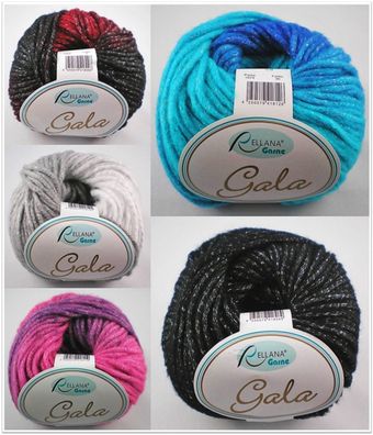 50g Rellana Gala weiches Wintergarn Glitzerwolle Stricken Häkeln GP 79,80€/kg