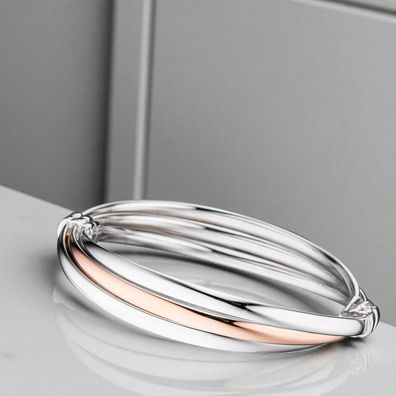 Armreif Armband oval 925 Sterling Silber bicolor vergoldet