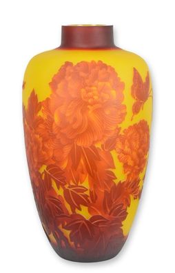 Vase Glas Galle-Style Dahlien Replikat Retro Design Dekoration