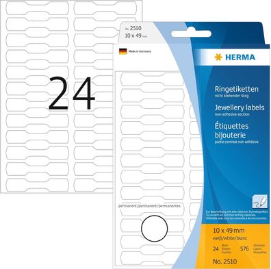 HERMA 2510 Preisetiketten, 600 Stück, 10 x 49 mm, 24 pro Bogen, selbstklebend, Ringet