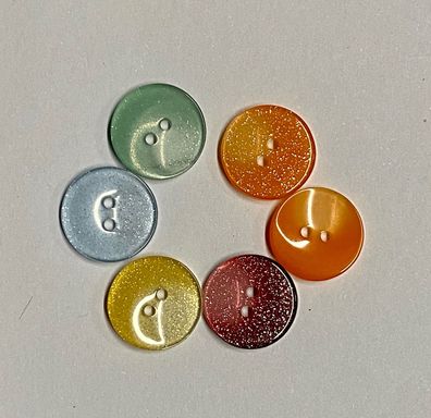 Kleine 2-Loch Knöpfe transparent verschiedene Farben Packung 25 g