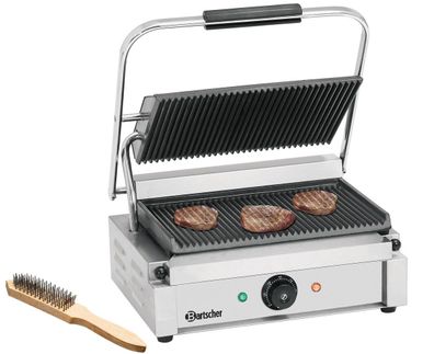 Bartscher Kontaktgrill Grill Grillplatte "PANINI 1 R" 410x 400x 200 Gastro Imbiss