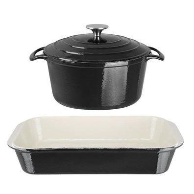 Vogue Kochen wie die Profis Set von 2x Kochgeschirr aus Gusseisen