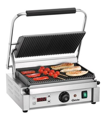 Bartscher Kontaktgrill Grill Grillplatte "PANINI 1 RIDG" 410x 400x 200 Gastro Imbiss