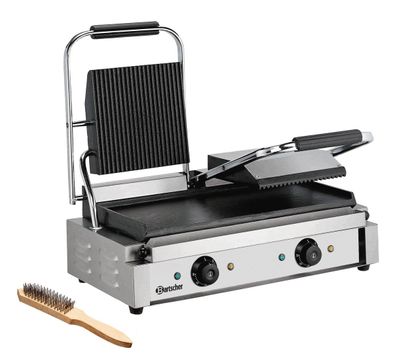 Bartscher Kontaktgrill Grill Grillplatte 36002GR GF geteilt 570x 395x 210 Gastro