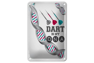 Blechschild Dart is my DNA, 4 verschied Größen, Spruch Hobby Sport