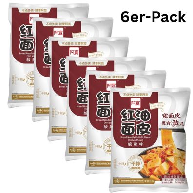 6er-Pack Baijia A-Kuan Breite Nudeln Hot & Sour 115g