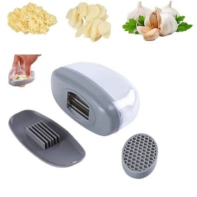 in-1 Manual Press Garlic Cutter & Slicer with Cleaning Cloth