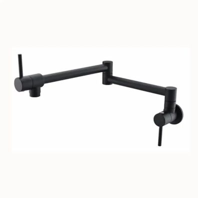 Antique Bronze Wall-Mounted Pot Filler Tap, Foldable Black Spout