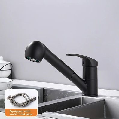 Pull-Down Kitchen Faucet with Dual Hot/Cold Water & Extendable Sprayer