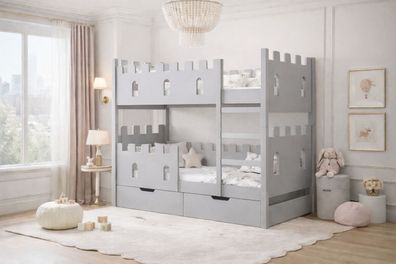 Etagenbett „Schloss“ für 2 Kinder 160×75 cm - inkl. 2 Matratzen & Schublade