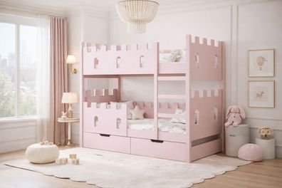 Etagenbett „Schloss“ für 2 Kinder 160×75 cm - inkl. 2 Matratzen & Schublade