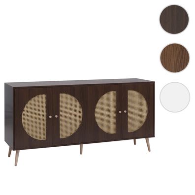Sideboard HWC-P49, Schrank Türen, Poly-Rattanfront MDF Melamin 80x160x40cm