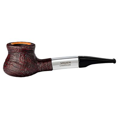 VAUEN Designer Pfeife Champagne 3, weinrot, sandgestrahlt, 9mm Filter, Weißpunkt