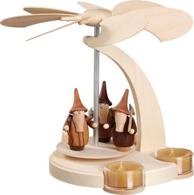 Pyramide mit Gnome HxBxT = 18x22x22cm NEU Holzpyramide Tischdekoration Dekoratio