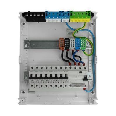 Sicherungskasten Hager Aufputz 8xMCB 1xRCCB verdrahtet Verteilerschrank VDE