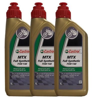 Castrol MTX 75W-140 Full Synthetic Gear Oil Motorrad Getriebeöl 3x1 Liter