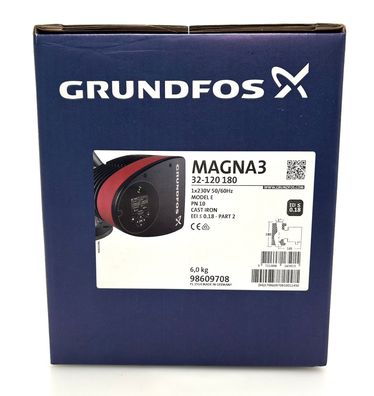 Grundfos Magna3 32-120 180mm Heizungspumpe 1x230V PN10 Energiesparpumpe P25/59