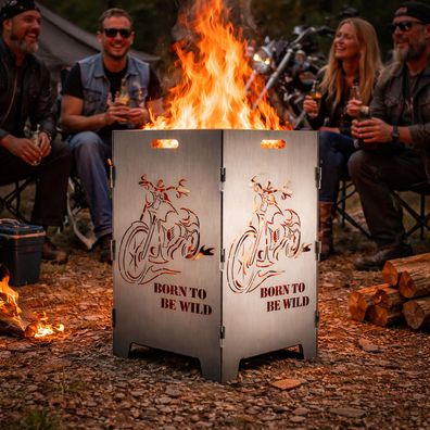 Feuerkorb mit Chopper Motiv - Born to be wild - 2 fach Laserung