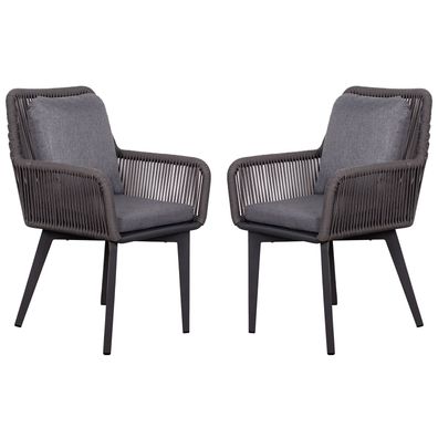 2er Set Diningsessel Marbella Rope - Aluminium Gestell grau