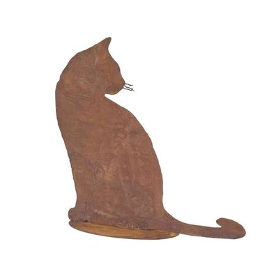 Metallkatze Tom sitzend Stahlblech rost, 30 x 30 cm