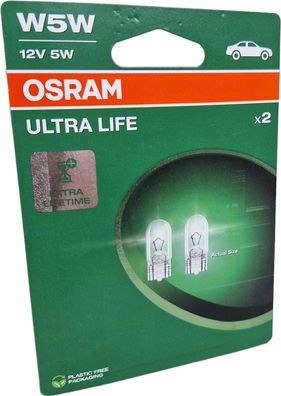 W5W OSRAM Ultra Life Extra Lifetime bis zu 4 fache Lebensdauer 2er 2825ULT-2BL