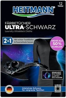 Heitmann Ultra Schwarz 2in1 Black Renewing Wipes 12 Stück