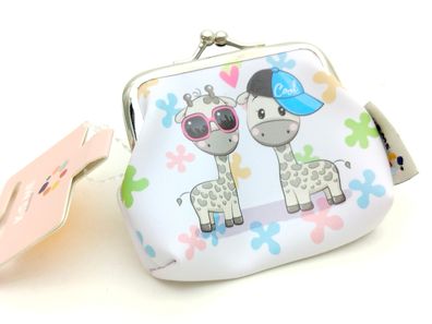 Kinderbörse mit Knipsverschluss – weiß mit kleiner Giraffe