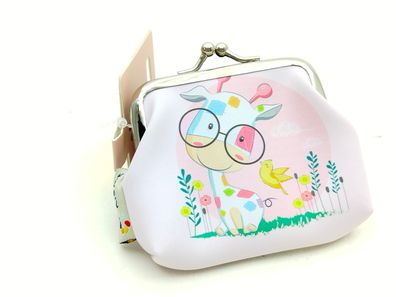 Kinderbörse Knipsverschluss weiß mit Giraffenmotiv